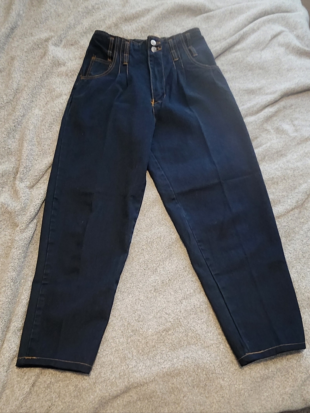 Vintage Y2K High Waist Barrel Leg Jeans 26x26 Single Stitch Dark Wash Denim